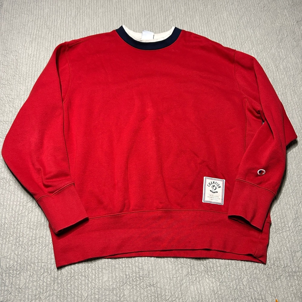 Champion Phys Ed Crewneck Sweatshirt Red Double Collar Mens XL